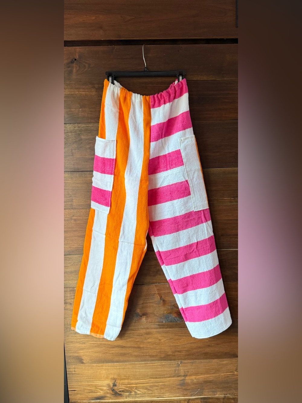 Towel pants pink and orange stripes